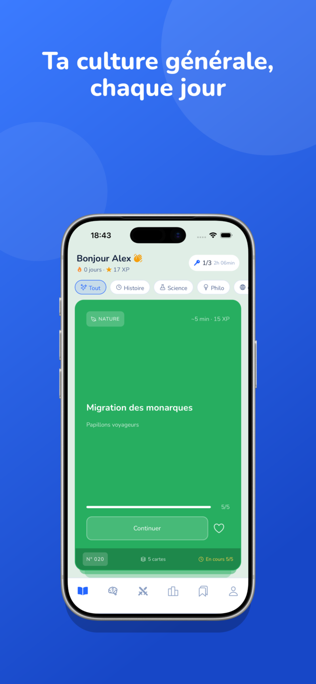 Écran d'accueil de l'application Cultura